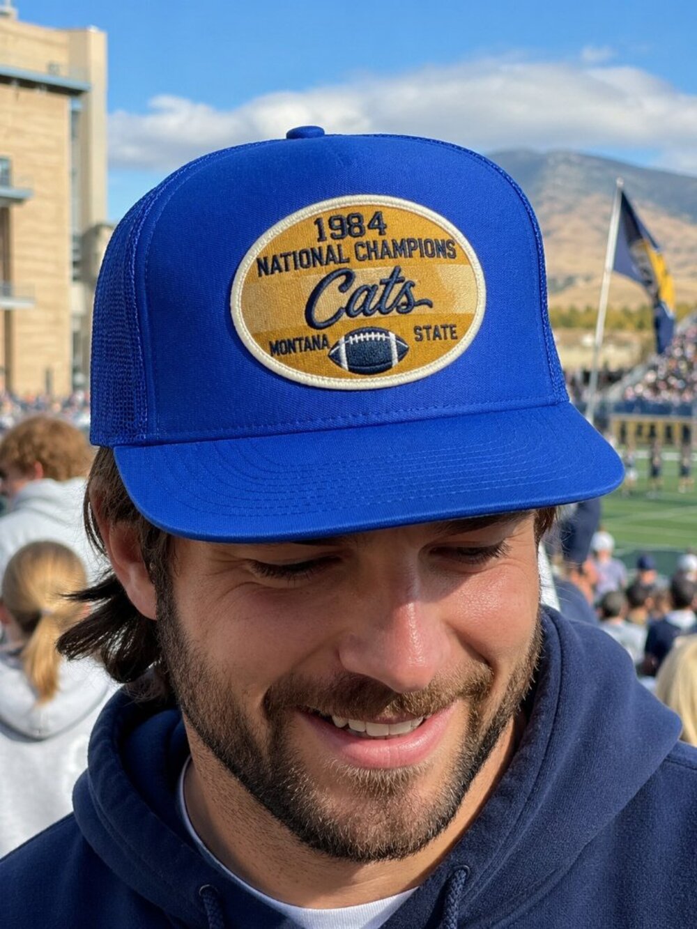 Montana State Retro 1984 Vintage Champs Snapback Mesh Trucker Hat New Blue